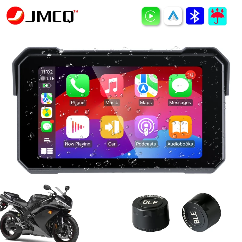 

JMCQ 5 ''TPMS мотоциклетная навигация IPX7 водонепроницаемый беспроводной экран Carplay портативный Android автоматический монитор для мото