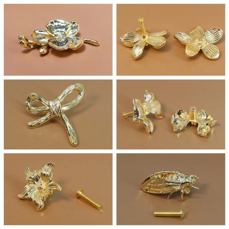Zinc Alloy Bow‑Knot Cloud Petal Shape Cabinet Pull Handle Creative Furniture Knob for Drawer Wardrobe Door