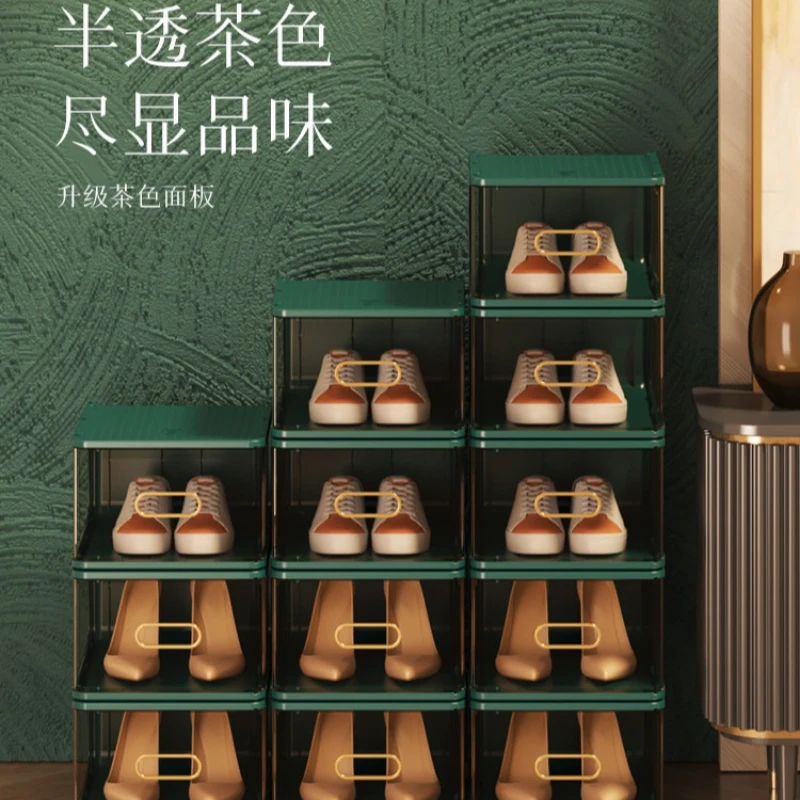Hard Plastic Transparent Shoe Box Stackable Space‑Saving Shoe Organizer Dustproof Footwear Storage Container for Home Dorm Use