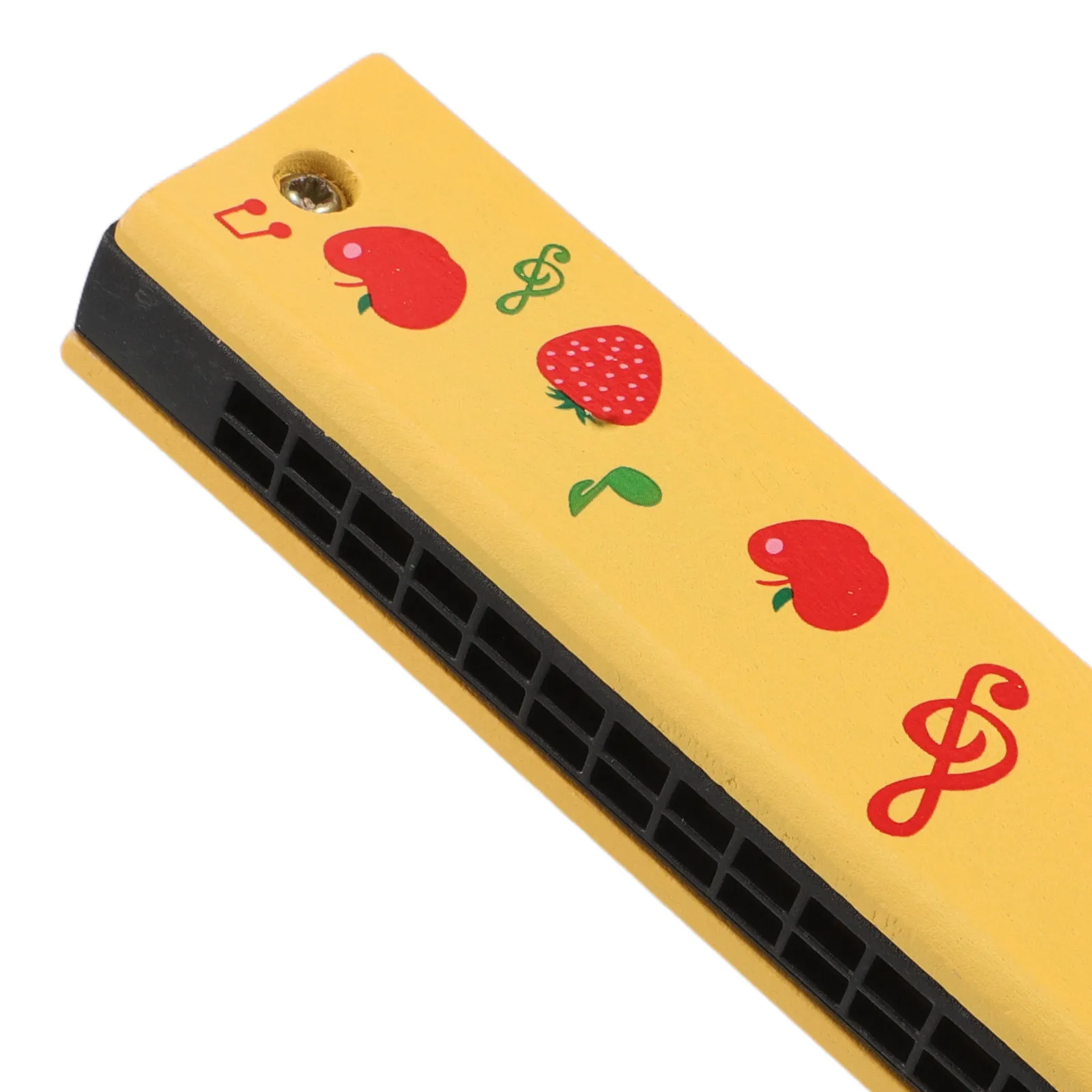 Childrens Harmonica Wooden Mini for Beginners Fruit Print Simple Learning Portable Musical Instrument