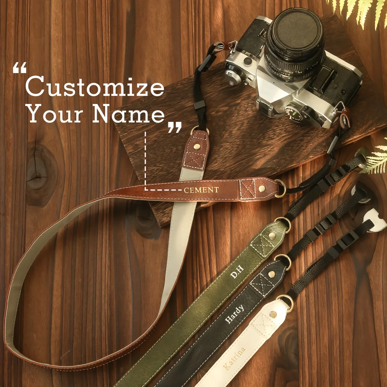 1 Stück Personalisierter Vintage-Kameragurt mit individuellem Namen, Hals- und Schultergurt für Filmkameras, DSLR/SLR, passend für Hals, Schulter und Crossbody