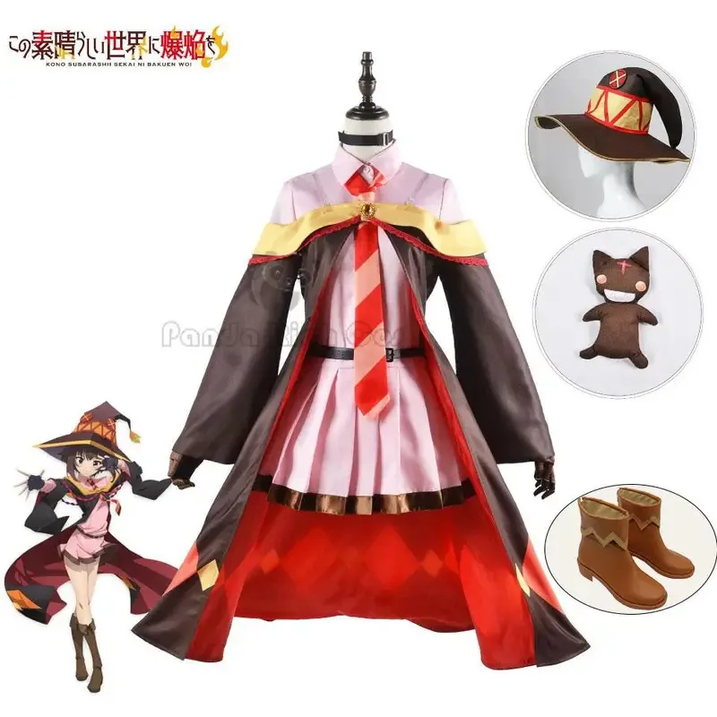 Kostum Cosplay Anime God's Blessing on this Wonderful World Wig Megumin Set Lengkap Setelan Penyihir Wanita Halloween;8,k'5;h.