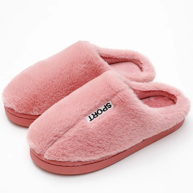 New Women Slippers Winter Warm House Shoes Soft Anti-Slip Plush Cotton Shoes Men Lovers Bedroom Slippers Ladies Cute Fur Slides
