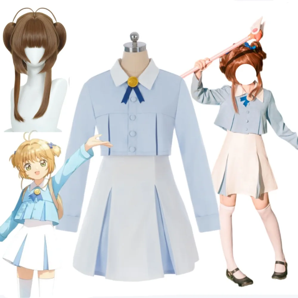 

Cardcaptor Sakura Sakura Kinomoto Blue White Date Dress Cosplay Costume Full Set Adult Women Anime Halloween Comic Con Outfit