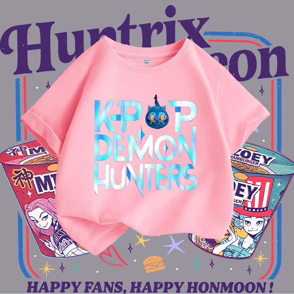 أطفال بنات تي شيرت KPOP Y2K نمط شخصيات كرتونية طباعة قصيرة الأكمام تي شيرت للأطفال ملابس الشارع الشهير قمة الموضة للفتيات #1