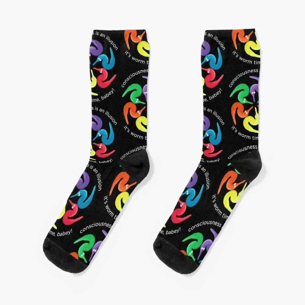 

Consciousness is an Illusion It's Worm Time Babey! Socks colored funny gifts Lots floral Socks For Women Men's