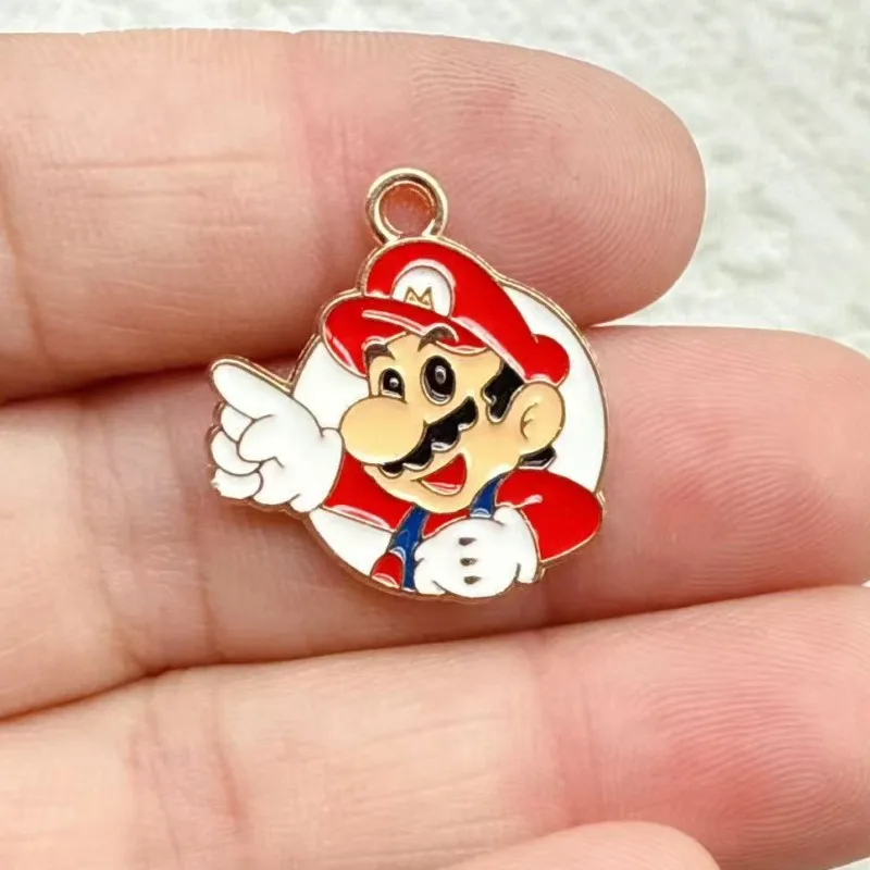 10 stuks schattige Super Mario Bros DIY sleutelhanger metaal handgemaakt legering anime game sleutelhanger sleutelring cadeau voor fans