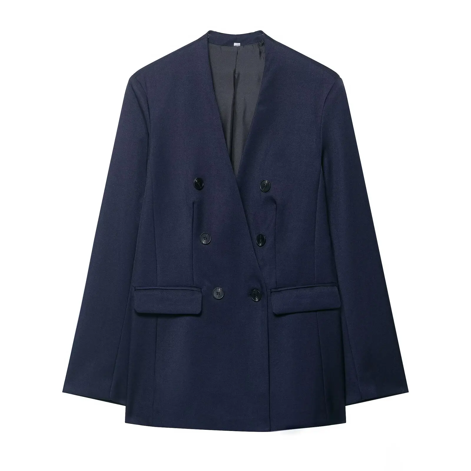 الخريف مكتب سيدة خمر الخامس الرقبة مزدوجة الصدر السترة مع جيوب عادية بسيطة مستقيم الساق بنطلون قطعتين مجموعة #2