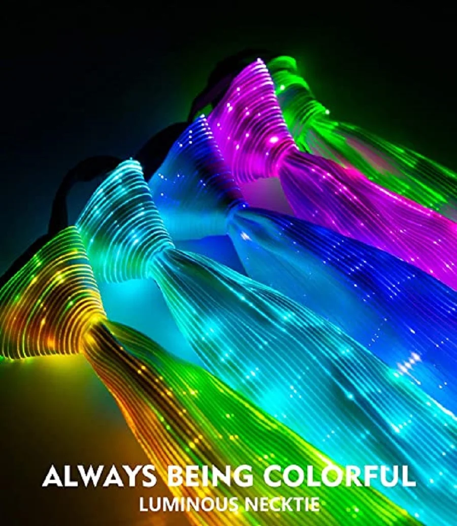 Lumisonata Light Up Męski krawat Biznesowa koszula Prezent ślubny Impreza Led Świecące światłowód Migające Rave Nowości Krawat na szyję z zamkiem błyskawicznym