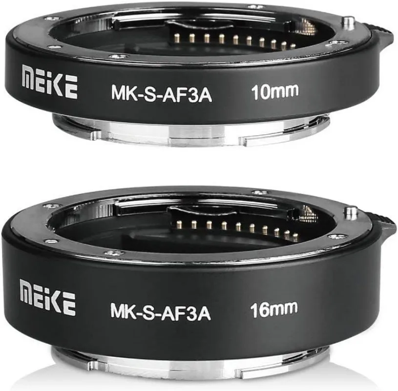 Meike MK-S-AF3A AF Macro tubo di prolunga a baionetta in metallo massiccio 10mm + 16mm per Sony E-mount A6600 A6500 A6400 A6300 A7 A7II nex7. ..