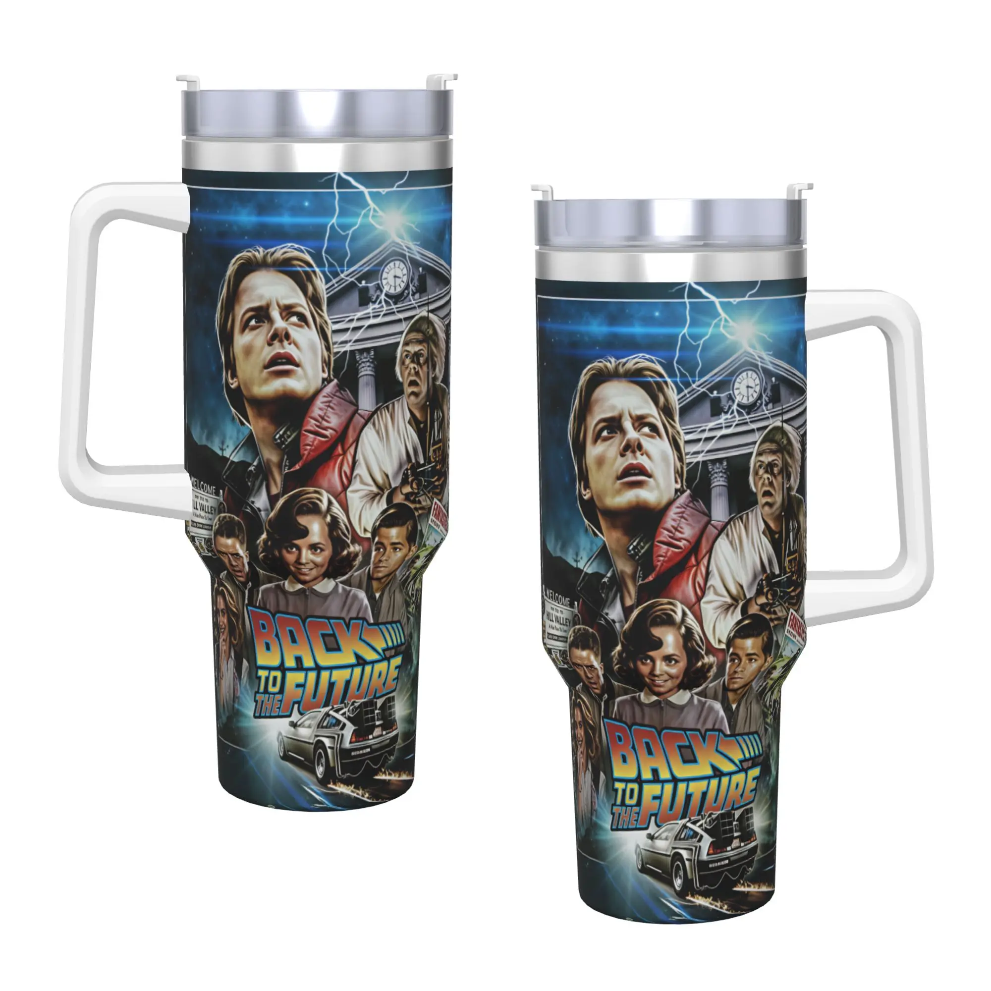 Back To The Future Tumbler  Hot Drinks Water Bottle Heat Preservation Stainless Steel Thermal Mug Custom DIY Travel Mugs Cup