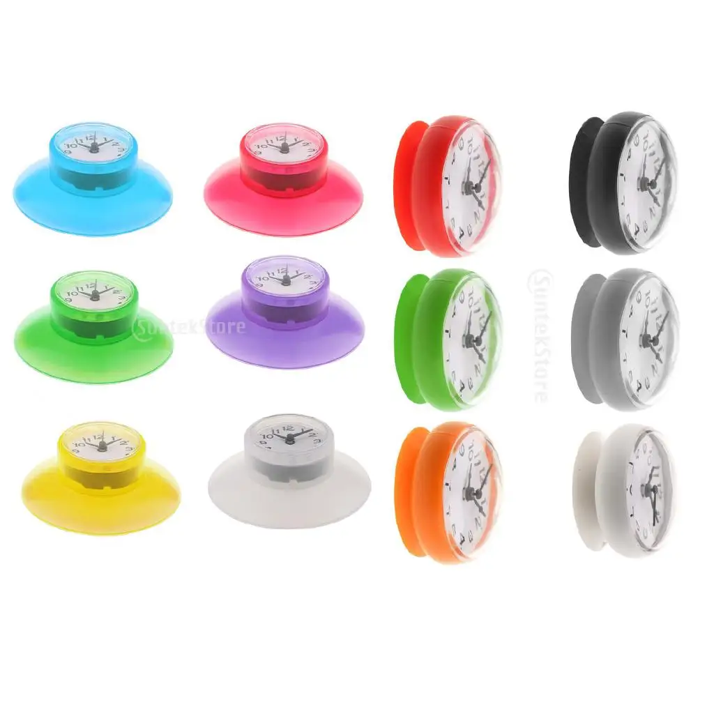 Sucker Clock Waterproof Mini Bathroom Wall Clock with Durable Silicone Material for Damp Places