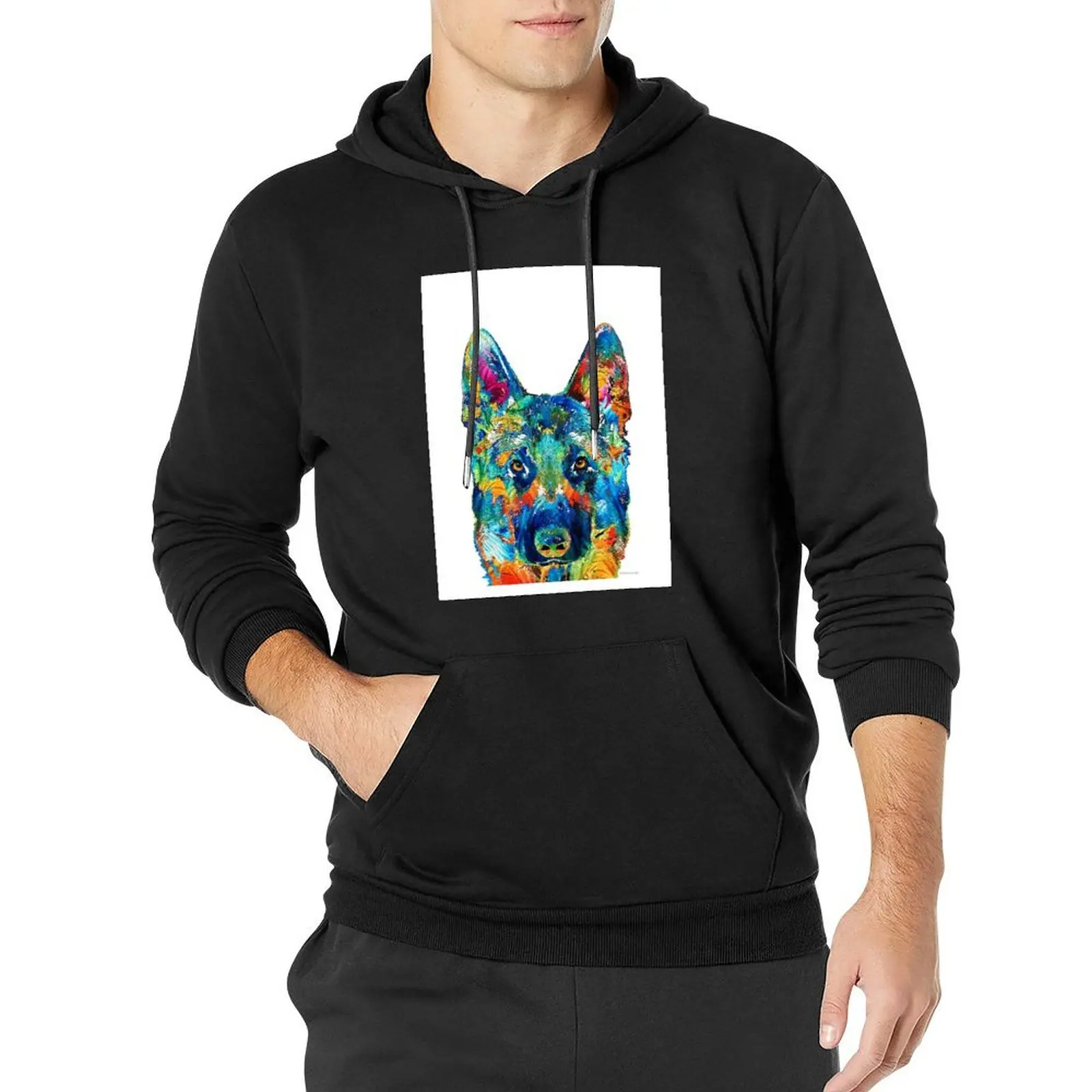 

Colorful German Shepherd Dog Art By Sharon Cummings Pullover Hoodie japanese style men's sweat-shirt set men's hoodie sweatshirt