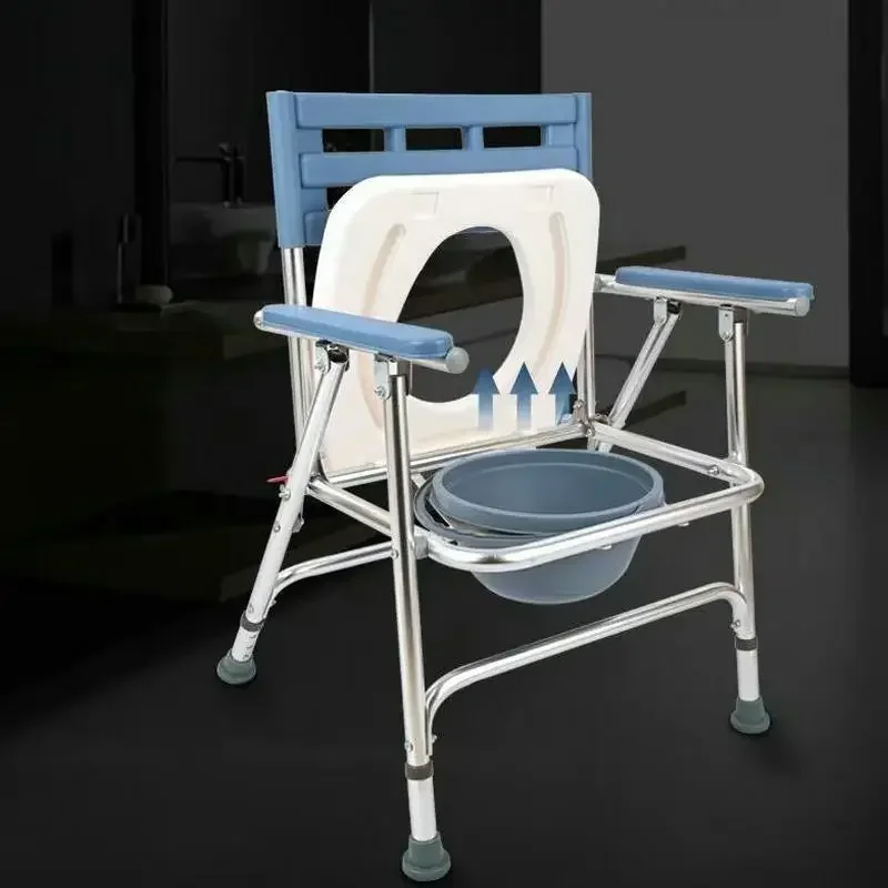 

Foldable Toilet Wheelchair: Mobile Commode Chair, Aluminum Alloy Bath Chair, Elderly Assistance, Pregnant Women Aid