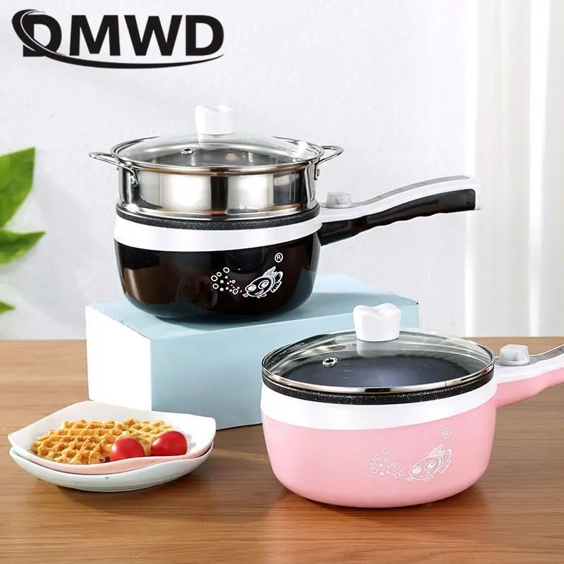 DMWD multifunction electric skillet heating pan multicooker hot pot noodles soup rice cooker egg steamer omelette frying machine