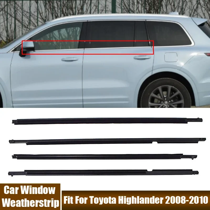 Car Window Rubber Decorative Strips Window Glass Waterproof Pressure Awnings Sealing Strip Fit For Toyota Highlander 2008-2010