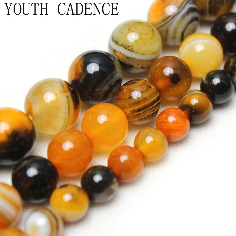 Natural bumblebee  Agates Onyx Stone Round Loose Spacer Beads For Jewelry Making Diy Necklace Bracelet 15
