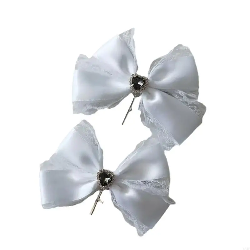 Y8AF Daily Wear Hairclip Party Wedding Hairpiece Romantics Elegant Bows Barrettes for Children and Adults