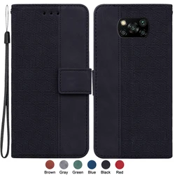 For Xiaomi Poco X3 X 3 Pro Case for Etui Xiaomi Poco X3 NFC POCOX3 GT Case Magnetic Geometric Textile Pattern Wallet Book Cover