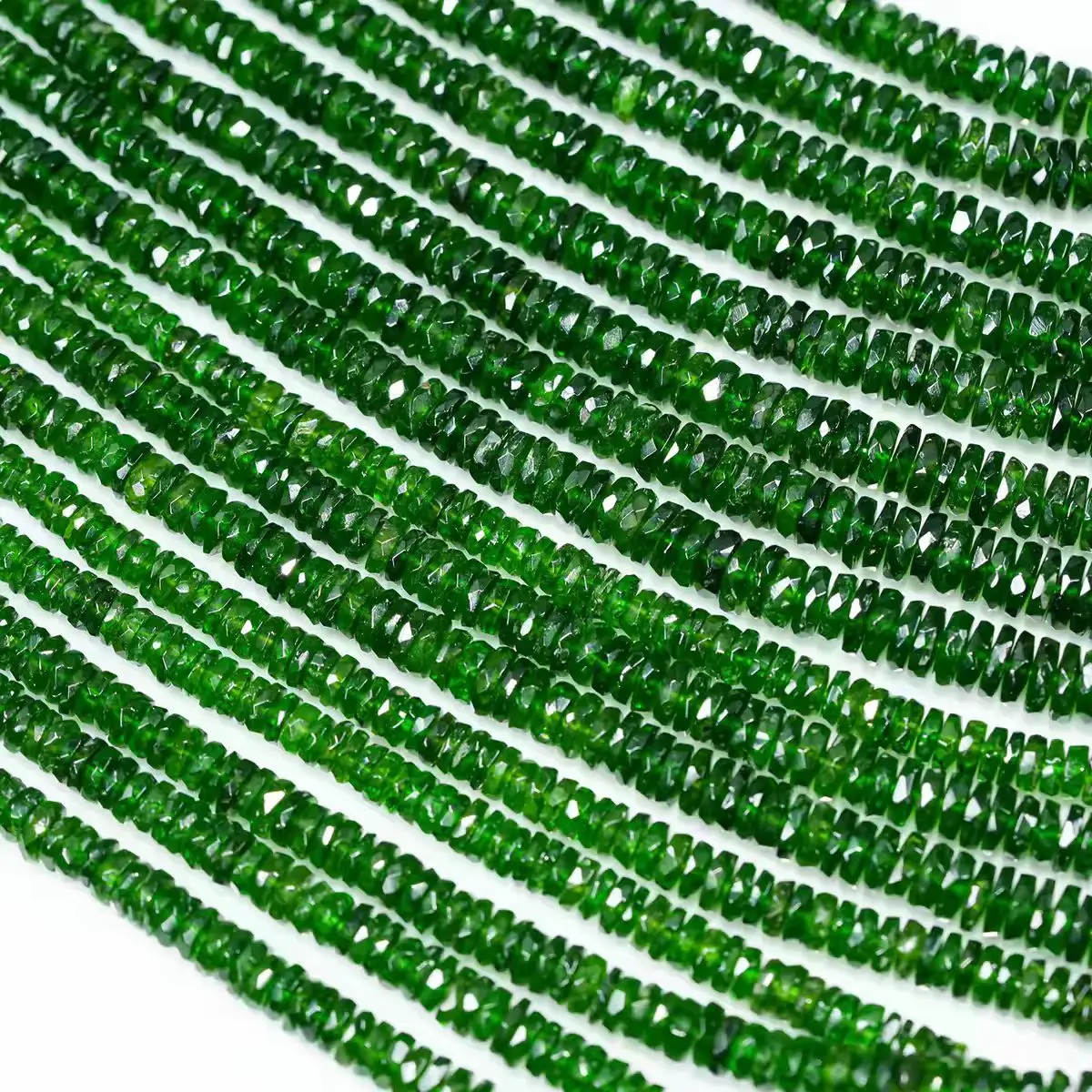 20cm 6A Natural Diopside Faceted Roundelle Loose Beads 3-7cm for Jewelry Making Necklace FPPJ Wholesale
