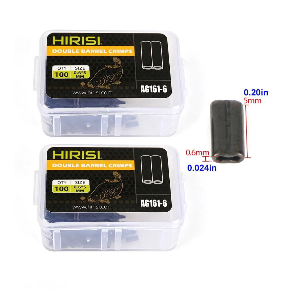 Hirisi AG161 Doppelhülsen-Crimps für Karpfenangeln, Crimp-Tubes für geflochtene Leinen, zur Herstellung von Hair Rigs, Angelleinen-Verbinder – Detail 7