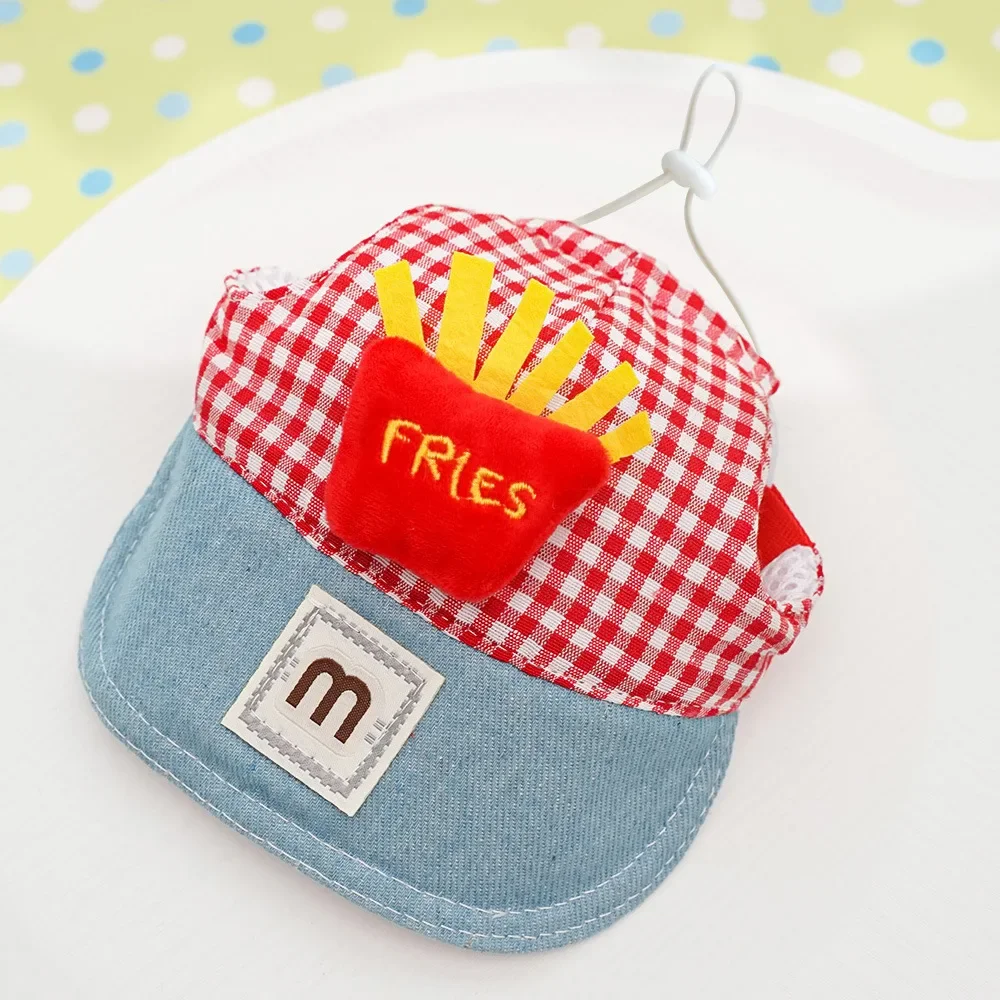 1/Set Fries Pet Harness Traction Rope Pet Wire Rope Pulling Cute Hat Three Piece Puppy Clothes Outgoing Pulling  Harness Leash