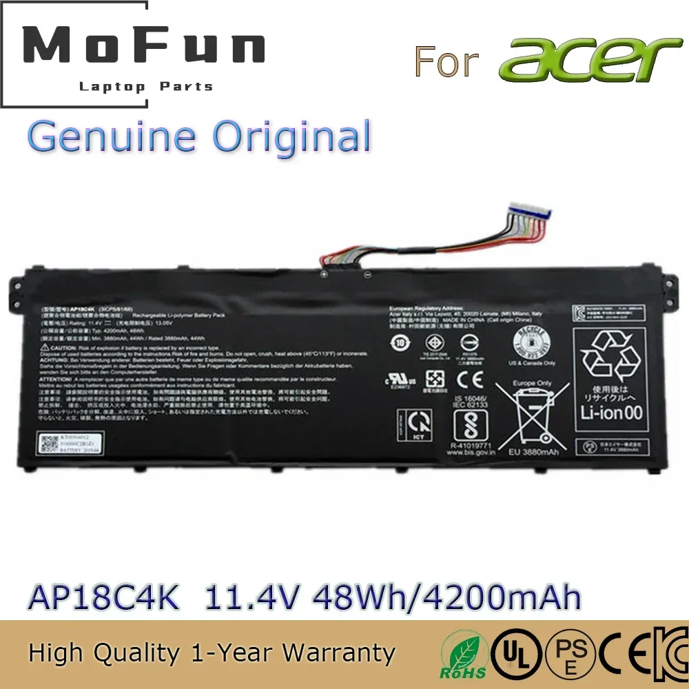 

New Original AP18C4K AP18C4K 11.4V 48/50.29Wh Notebook Battery for Acer Aspire 5 A514-52 A515-43 A515-44 A514-52G A515-43