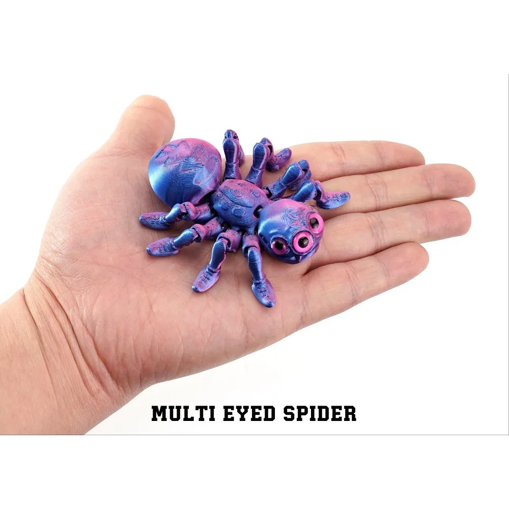 3D Printed Spider Animals Toy Realistic Colorful Spider Figurine Articulated Fidget Toy for Spider Lovers Halloween Home Decor