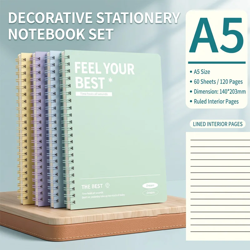 6PCS Premium Spiral Notebook A5/B5 Simple Hardcover Essential for The Start of School Season Office and School