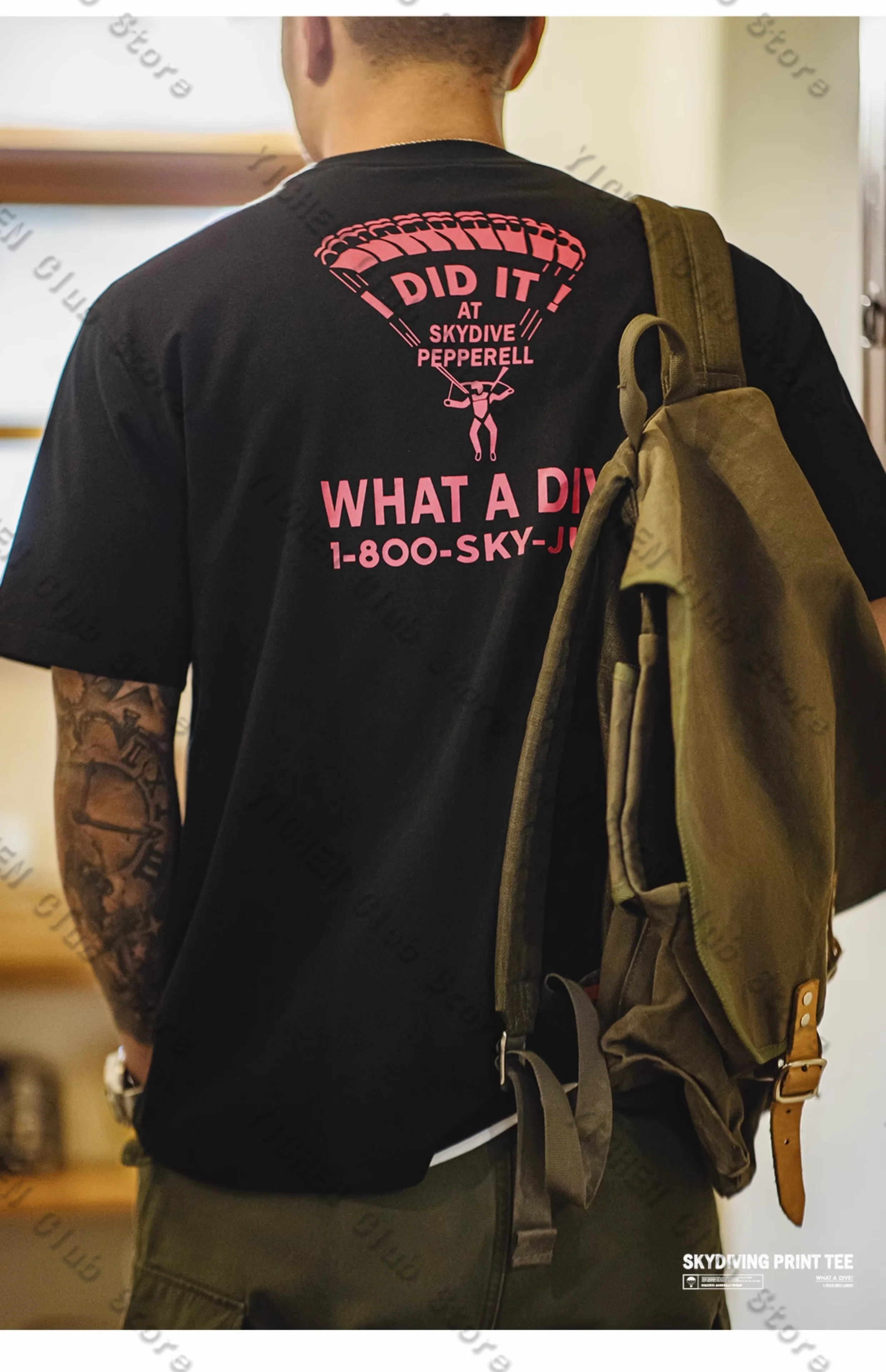 

New Motorcycle Skydiving Printed Men's Cotton T-Shirt Extreme Sports Peripheral Culture Street Loose Casual Men Short Sleeves