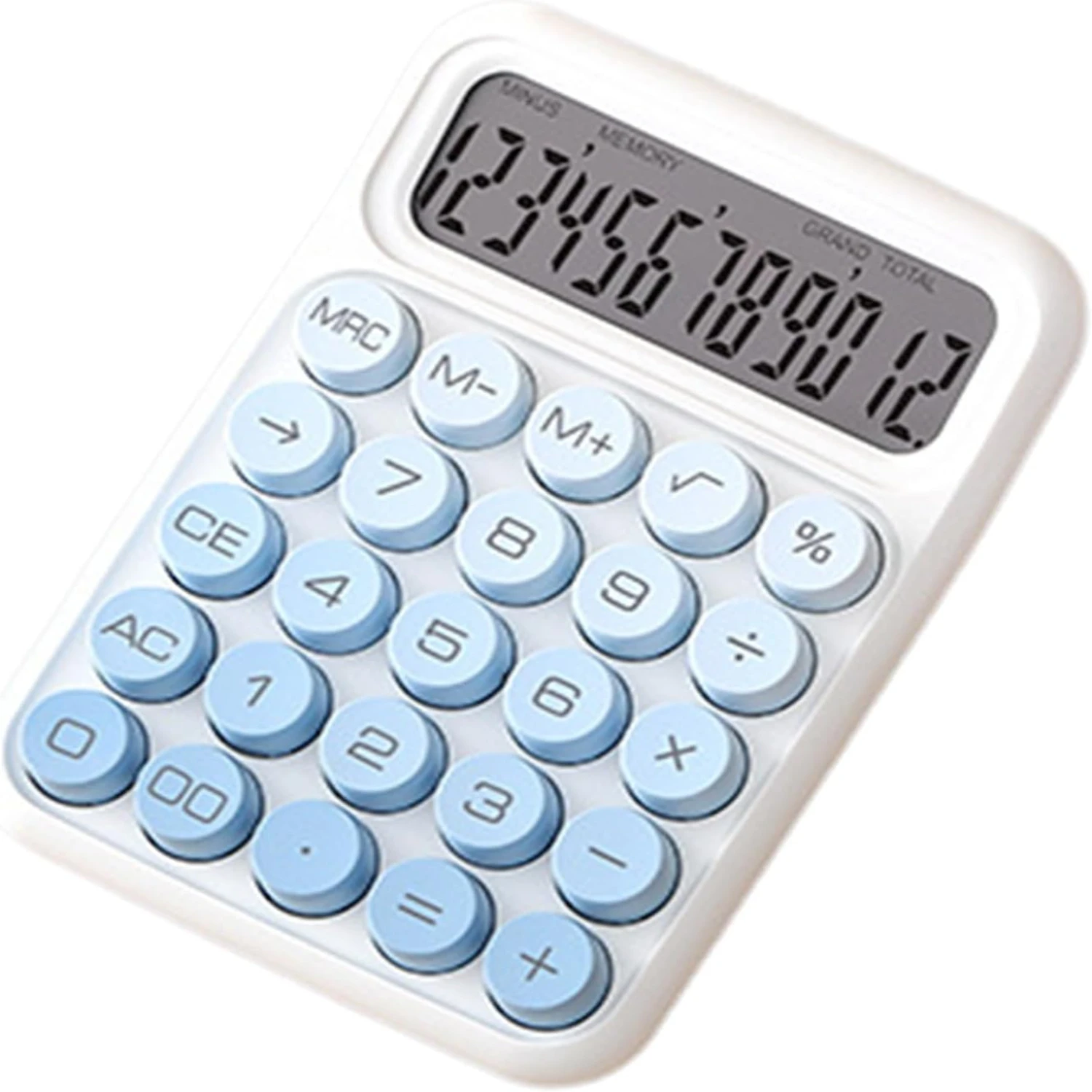 

Mechanical Calculator, Gradient Color Calculator Cute 12 Digit Large LCD Display Big Round Button Calculator, Automatic Sleep, 1