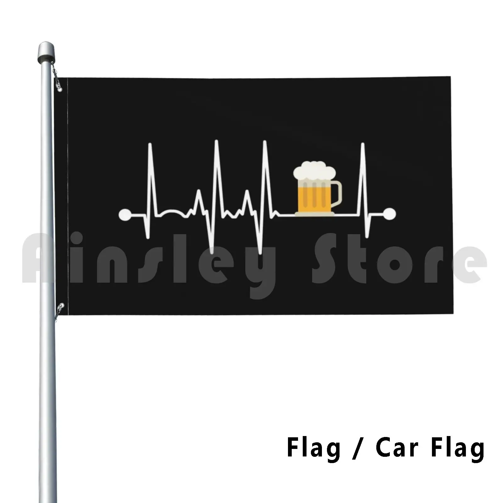 Beer Heartbeat Flag Car Flag Funny Beer Beer Challenge Beer Lovers Beer Gift Lager Cider I Love Beer