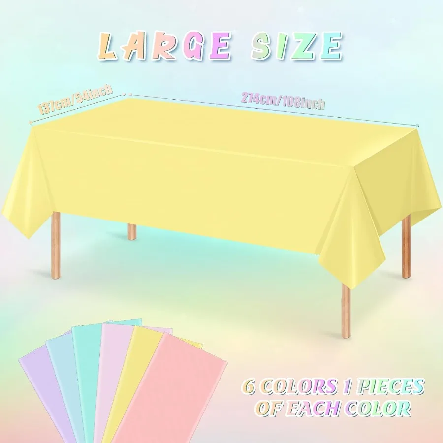 6 قطعة مفارش المائدة الباستيل قوس قزح مزيج اللون البلاستيك مفرش المائدة المتاح مستطيل الجدول كوف لاستحمام الطفل الزفاف الزفاف Eas