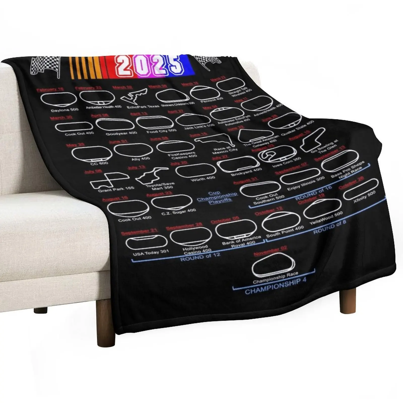 

Schedule Nascar Cup Series 2025 Throw Blanket Fade Resistant Durable Throw Blanket
