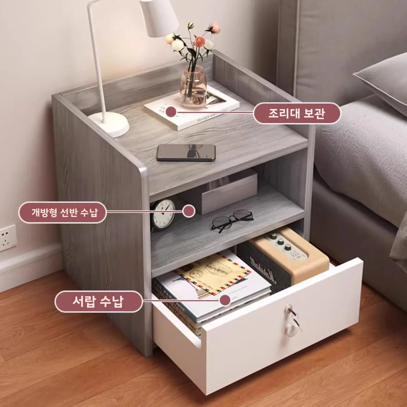 Bedside Table Side Table Simple Bedroom Small Storage Cabinet Rental Room Storage Locker Shelf