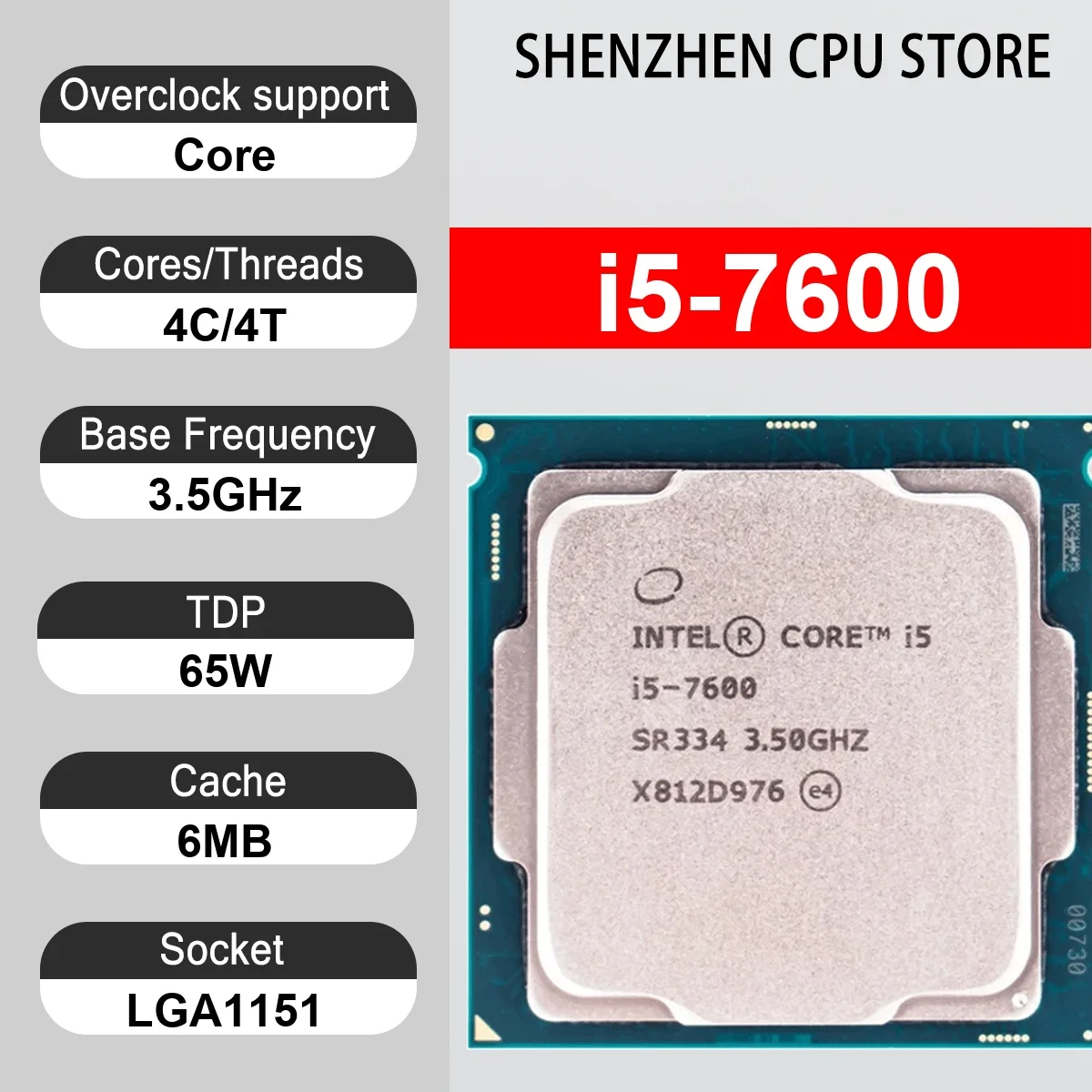 Intel Core i5-7600 4 Core 4 Thread 3.50GHz 65W 6MB Cache 14nm LGA1151 SR33B DDR4-2133/2400 MHz Kaby Lake HD Graphics 630