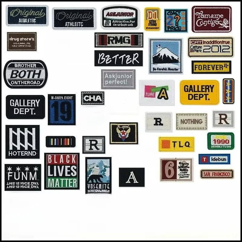 1Pcs Vintage Letter Embroidered Patch, Trendy Quote Text Iron on Applique for DIY Denim Jackets Jeans Caps Bags