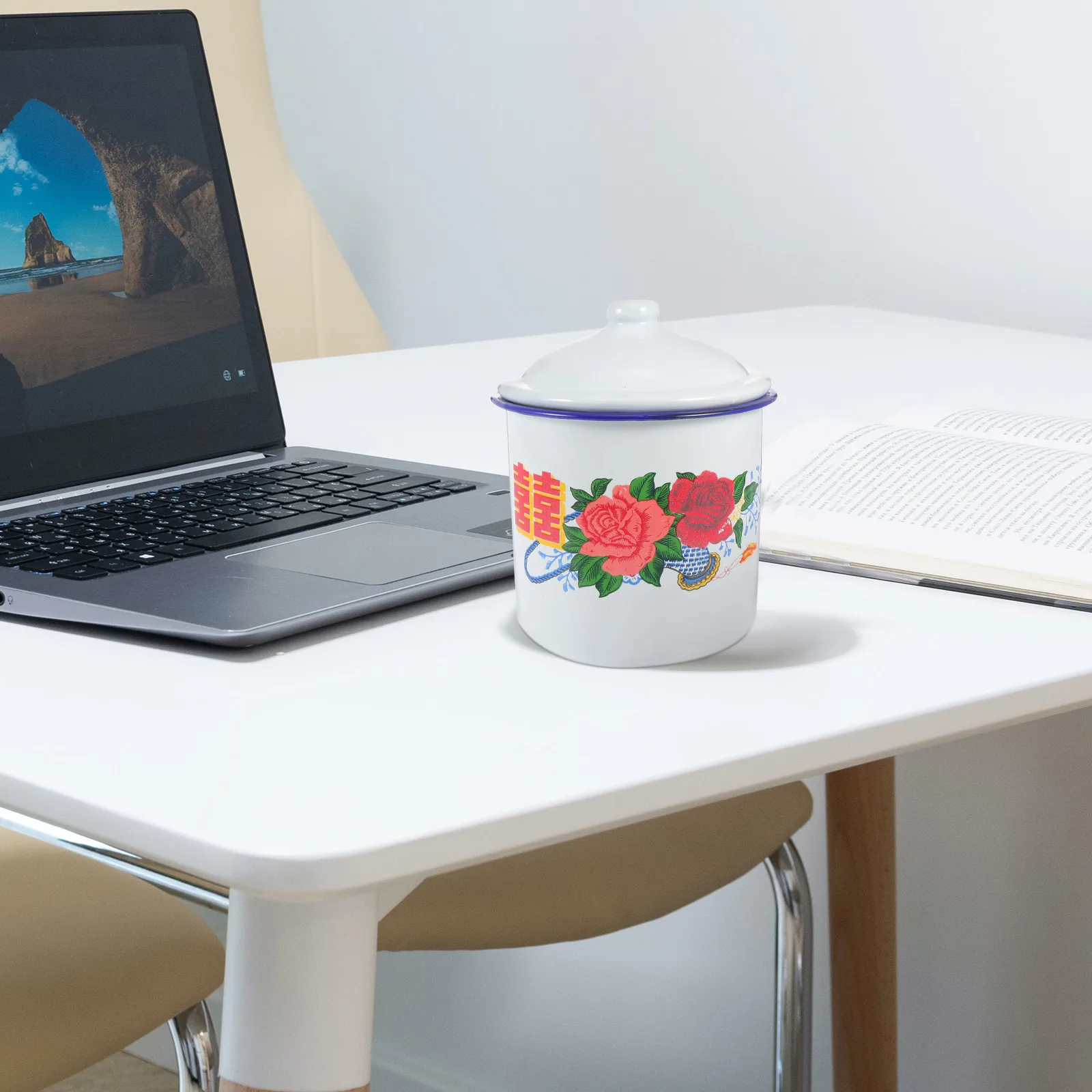 

1Pcs Retro Enamel Water Cup Creative Tea Cup Vintage Design Chic Gift for Family Friends Colleagues Easy Clean Heat Resistant