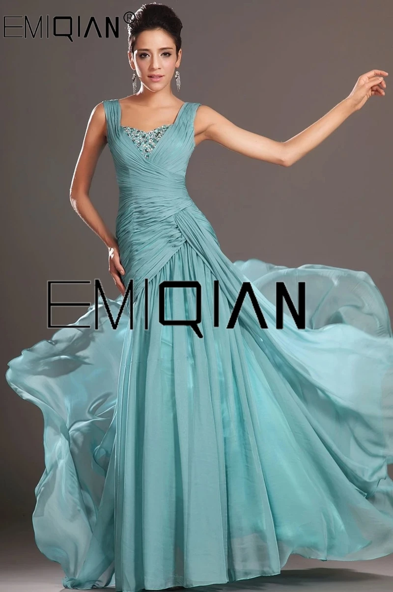 Tank Mermaid Evening Dresses Sleeveless Beaded Chiffon Long Evening Gown Prom Dress