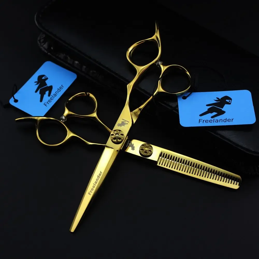 Hair Scissors 6 inch Gold Professional Hairdressing Scissors Thinning Scissor Cutting Shears Barber Scissors Ciseaux Coiffure