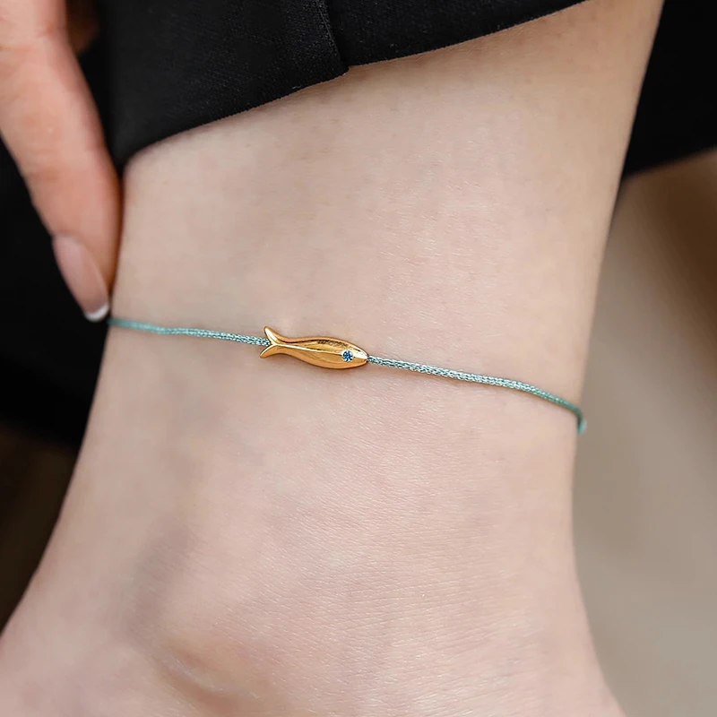 Cute Fish Braided Rope Anklets For Women Bohemian Style Blue And Red Rope Fashion Leg Foot Chain Summer Beach Jewelry