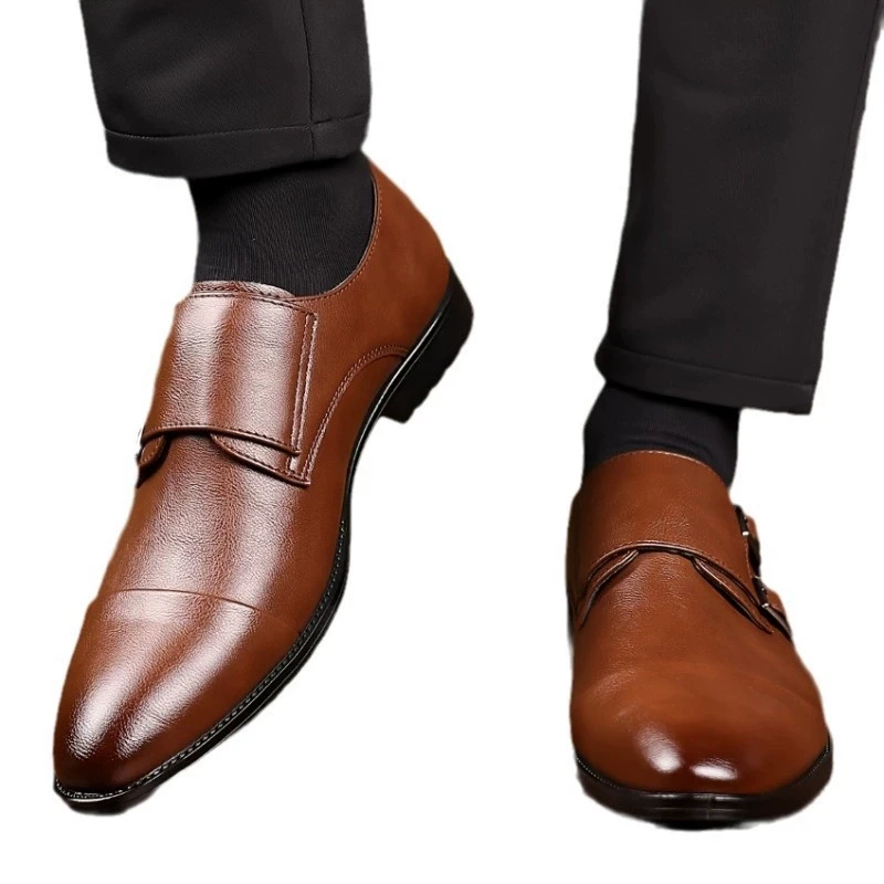 

Новые мужские туфли-оксфорды с острым носком и застежкой-монаком, мужское свадебное платье, официальная свадебная обувь для выпускного вечера
