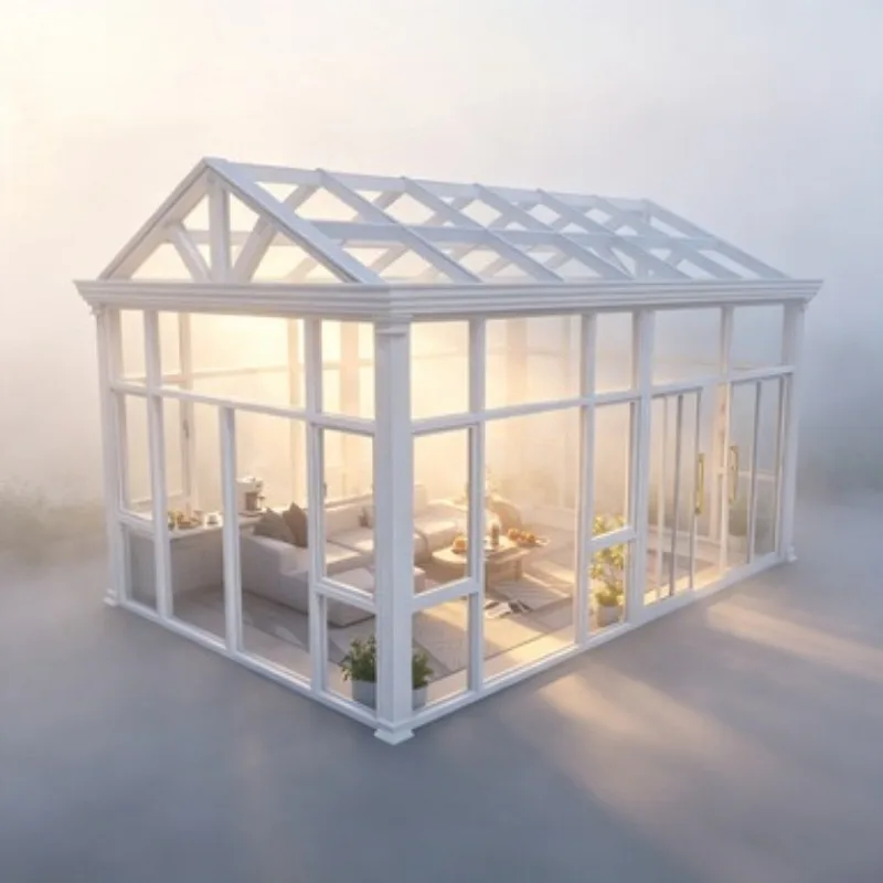 Insulated Windproof Aluminum Alloy Sunroom Glass House Retractable Movable Conservatory with Flat Roof for Outdoor Use