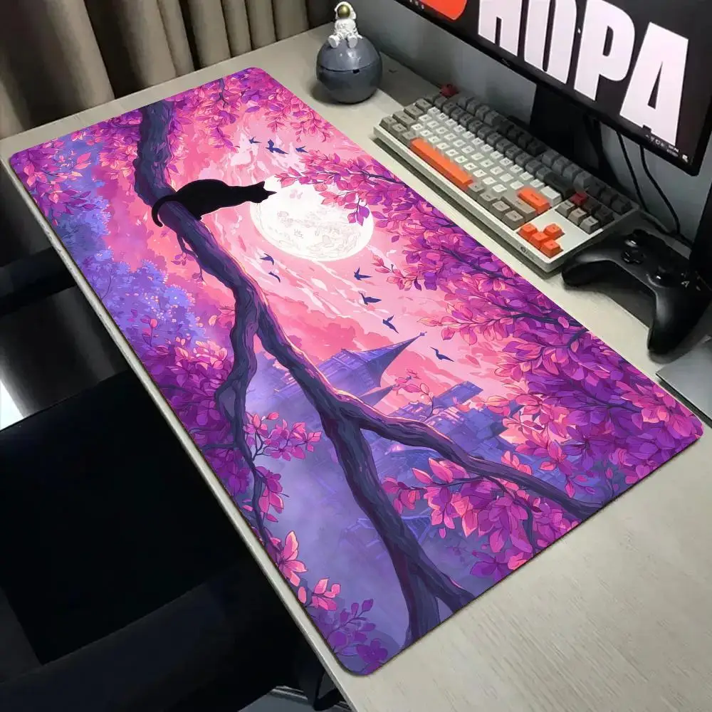 Castles and Cat Mouse Pad Desk Mat with Stitched Edge XXL Mousepads Rubber Anti-slip Gamer Keyboard Rug Gaming Mats Mauspad