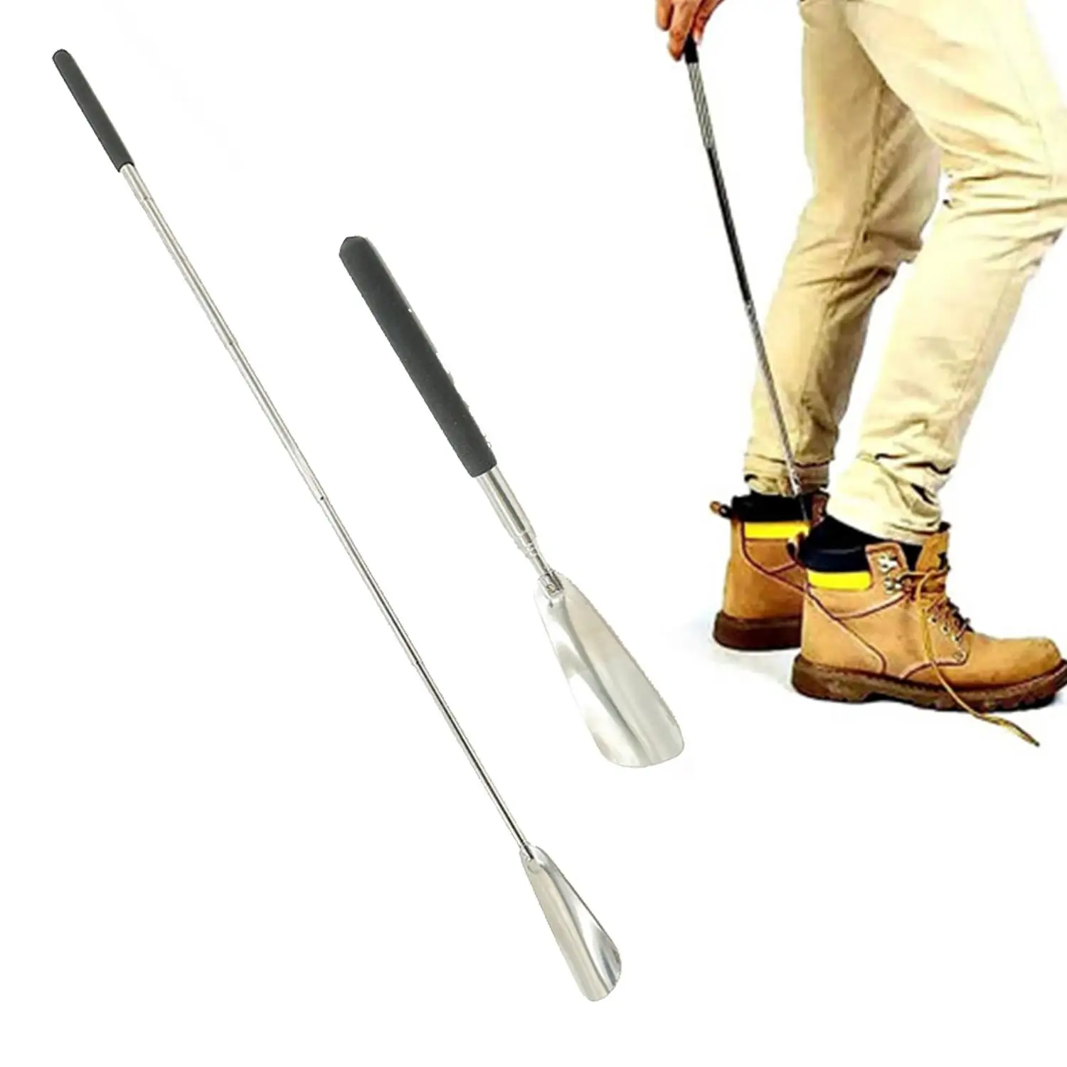 

1PC Shoes Spoon Telescopic Metal Shoe Horn Shoe Lifter Long Handle Shoe Horn Retractable Shoehorn Portable Adult Shoe Assistant