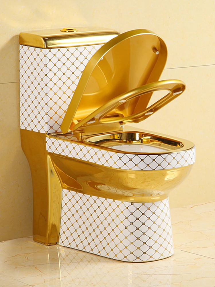 New Colorful Gilded Toilet Ceramic Creative Personalized Siphon Large Caliber Connected Toilet Wall Row