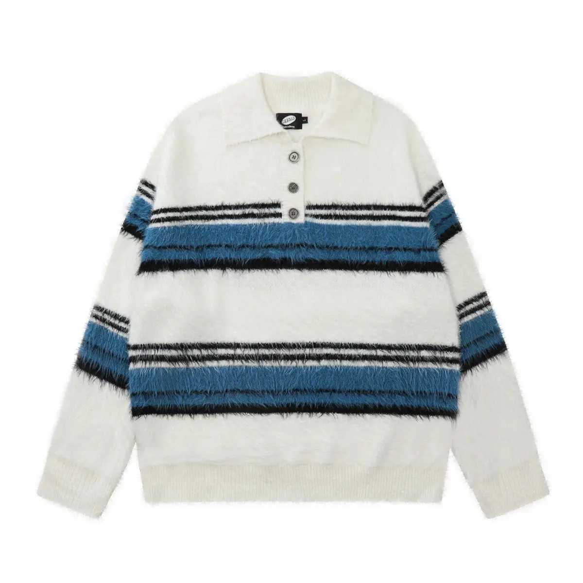 Suéter a Rayas con Cuello  Estilo Americano, Hoado, Informal, de Punto, para Invierno, para Parejas, Hombres, Mujeres, ...