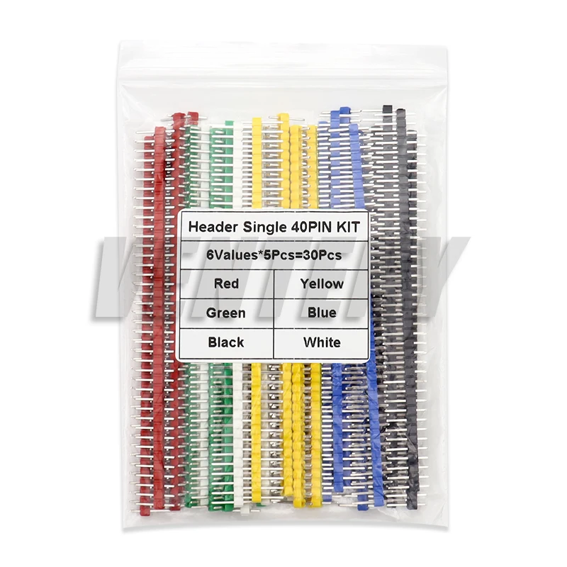 30PCS 40 Pin 2.54mm Single Row Male Header Connector Kit Breakable Pin Header PCB Pin Strip For Arduino