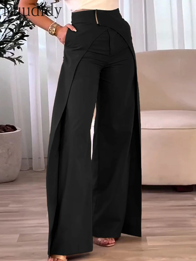 

Women High Waist Asymmetrical Wide Leg Long Pants