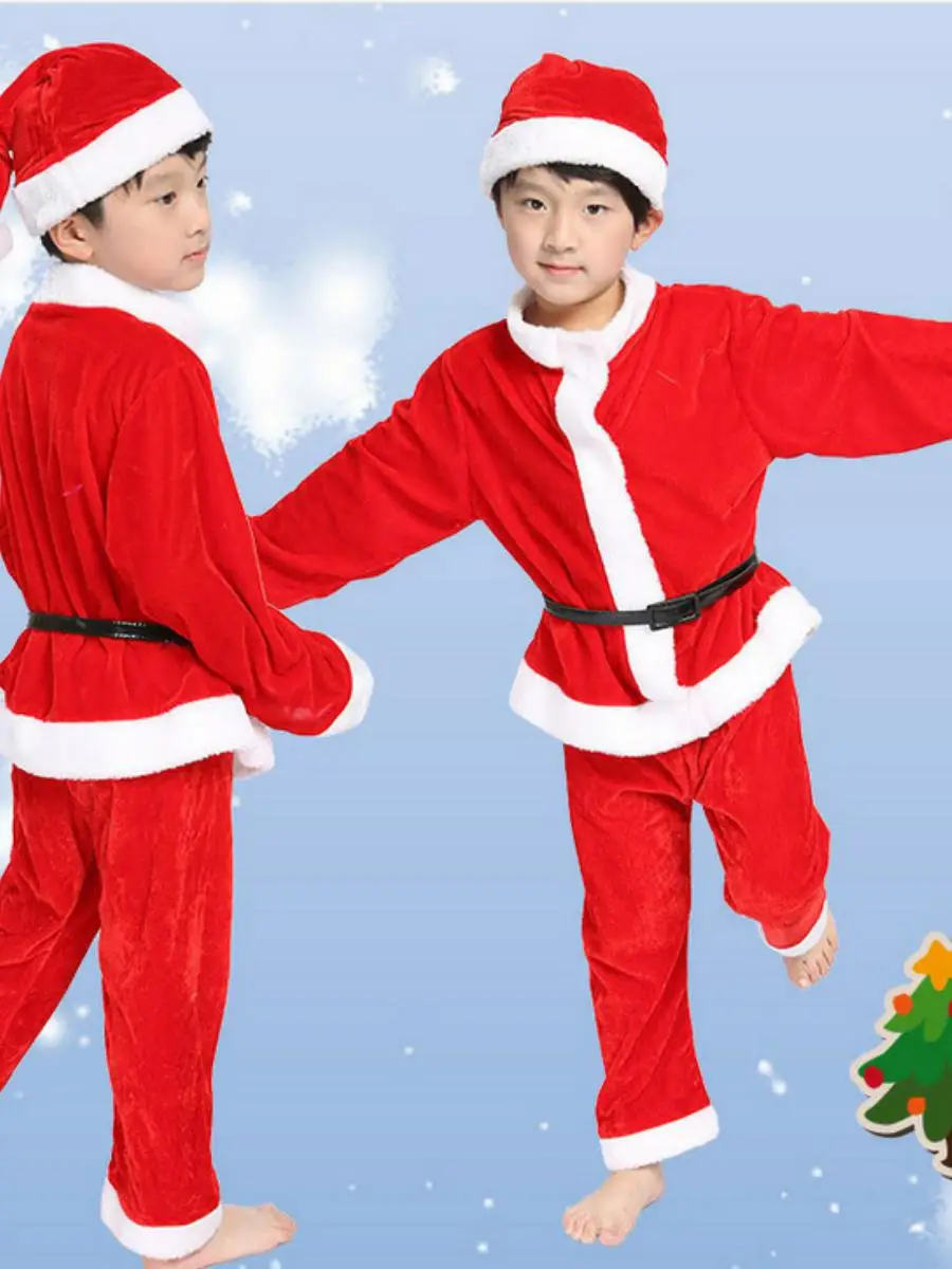 زي أداء الهالوين للأطفال بدلة S Claus مصنوعة من مادة البوليستر زي المسرح الصيني التقليدي للأولاد والز...